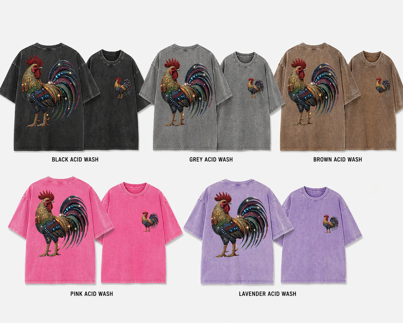 Faux rhinestone rooster tee