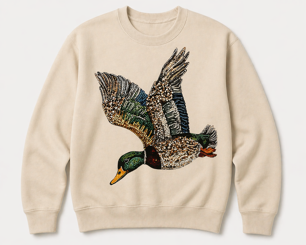 Faux rhinestone mallard sweatshirt