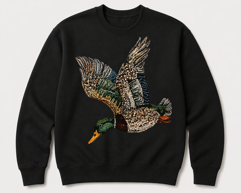 Faux rhinestone mallard sweatshirt