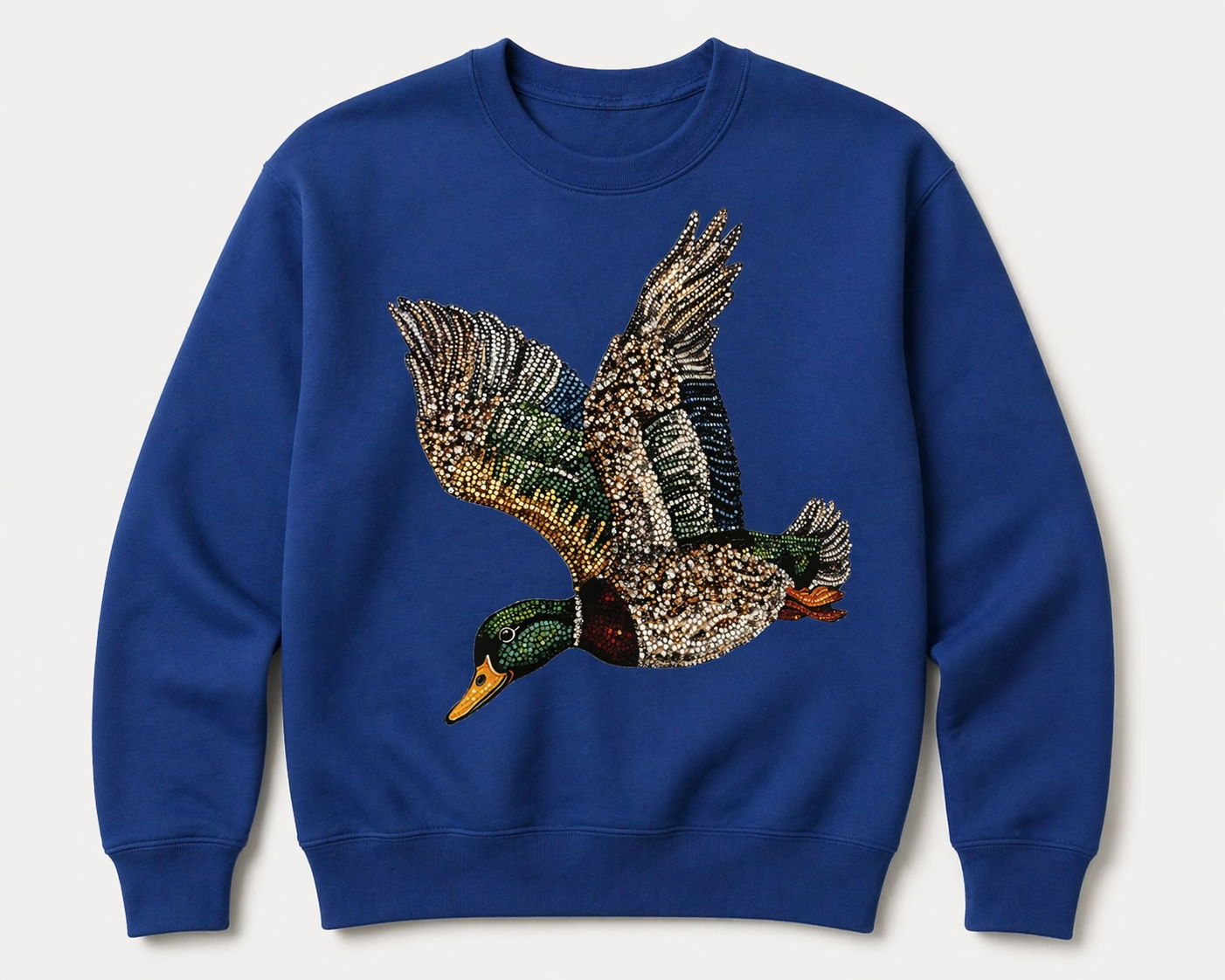 Faux rhinestone mallard sweatshirt